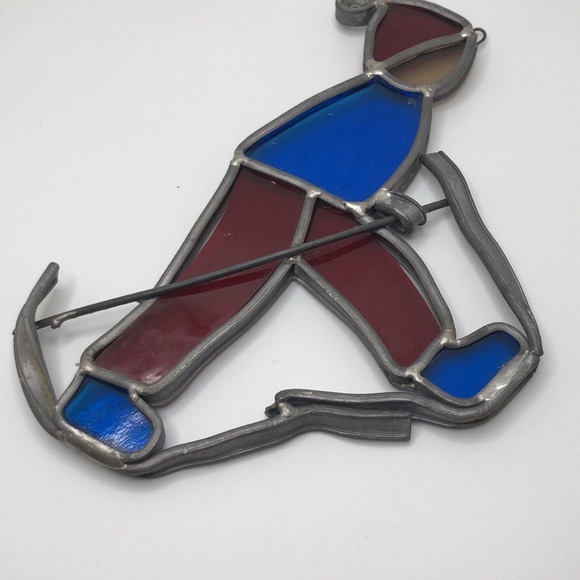 SKIER SUN CATCHER STAINED GLASS WINDOW HANGER. ALL INDIVIDUAL PIECES - Picture 5 of 7